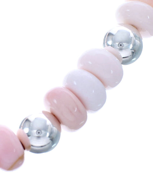 Southwestern Sterling Silver And Pink Opal Bead Necklace BX120736